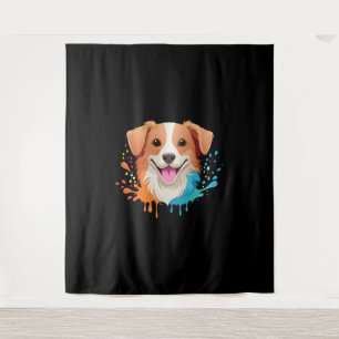 Tapiz Retrato de un perro lindo con colores fluidos gote