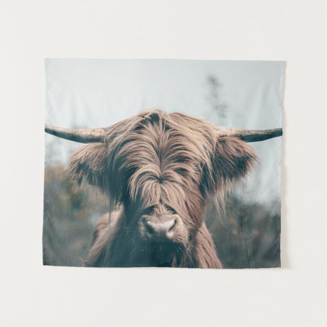 Tapiz Retrato de vaca Highland (Anverso (horizontal))