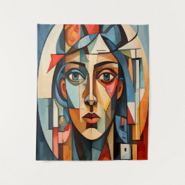 Tapiz Retrato geométrico de cubismo moderno