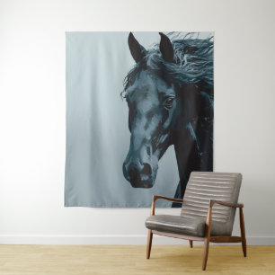 Tapiz Retrato majestuoso de caballo negro