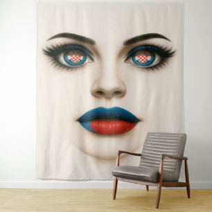 Tapiz Retrato pop croata de belleza y ojos y levas