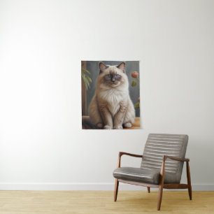 Tapiz Retrato Regal Ragdoll Cat Fluffy Blue Eyed