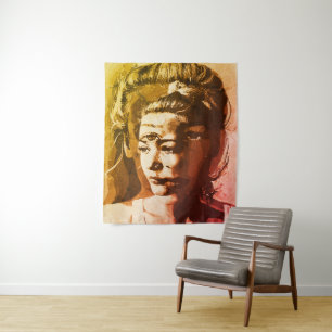 Tapiz Retrato surrealista con múltiples ojos: psicodélic
