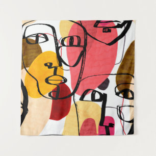 Tapiz Retratos de una mujer con un estilo abstracto mode