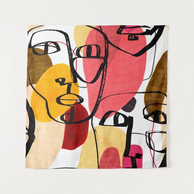 Tapiz Retratos de una mujer con un estilo abstracto mode (Anverso)