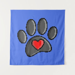Tapiz Retro 80 Videojuego 8 bits Pixel Art Dog Paw Print