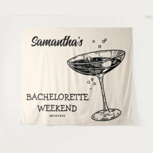 Tapiz Retro Bachelorette Party Backdrop Cocktail moderno