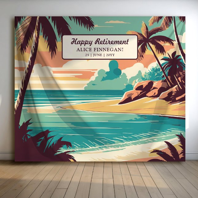 Tapiz Retro beach retirement Party photo backdrop (Subido por el creador)
