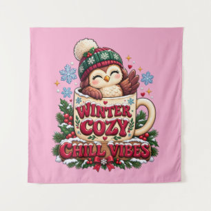 Tapiz Retro Búho Invierno Pared