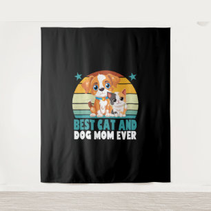 Tapiz Retro Cat Dog Mom Cat Mama Furmama Puppy Kitty Mot