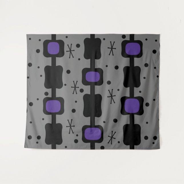 Tapiz Retro Columnas de Mod Medias Cajas Índigo (Anverso (horizontal))