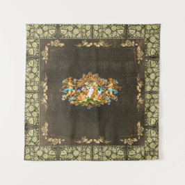 Tapiz Retro de color con encaje y flores