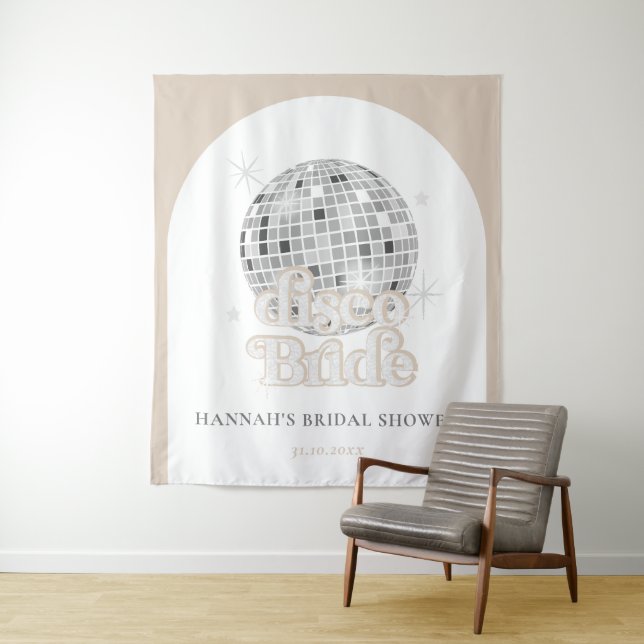 Tapiz Retro Disco Ball Bridal Shower Arco fondo (In situ)