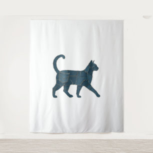 Tapiz Retro Funny Denim Parche Animal Cat T-Shirt