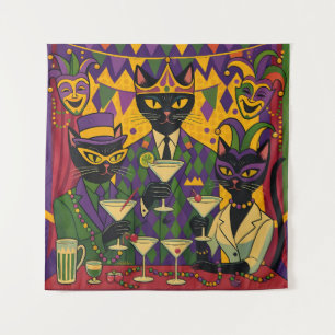 Tapiz Retro Futurista Club Martini Gato Negro de Mardi G