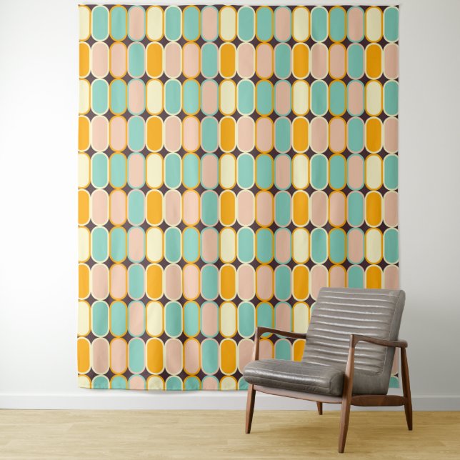 Tapiz Retro geometric pattern with vertical ovals (In situ)