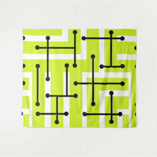 Tapiz Retro Geométrico Art Maze Chartreuse