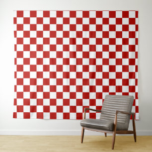 Tapiz Retro geométrico rojo cuadrado