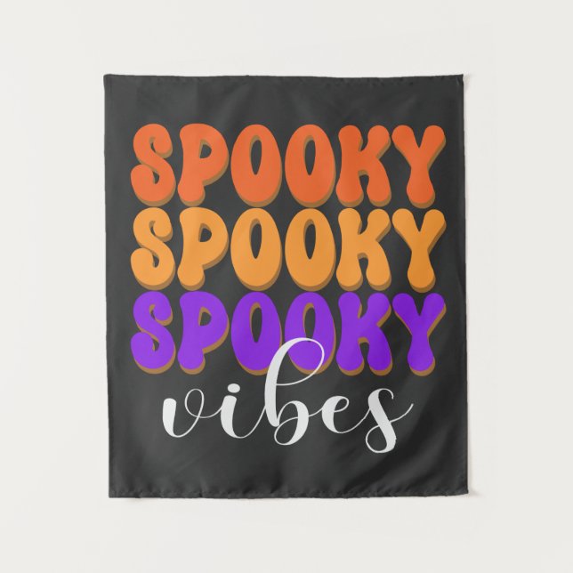 Tapiz Retro Groovy Spooky Vibes Halloween (Anverso)