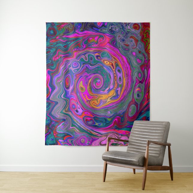 Tapiz Retro Magenta, barrido verde y Naranja (In situ)