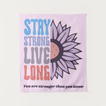 Retro Mantén Fuerte Vive Largo Girasol Positivo