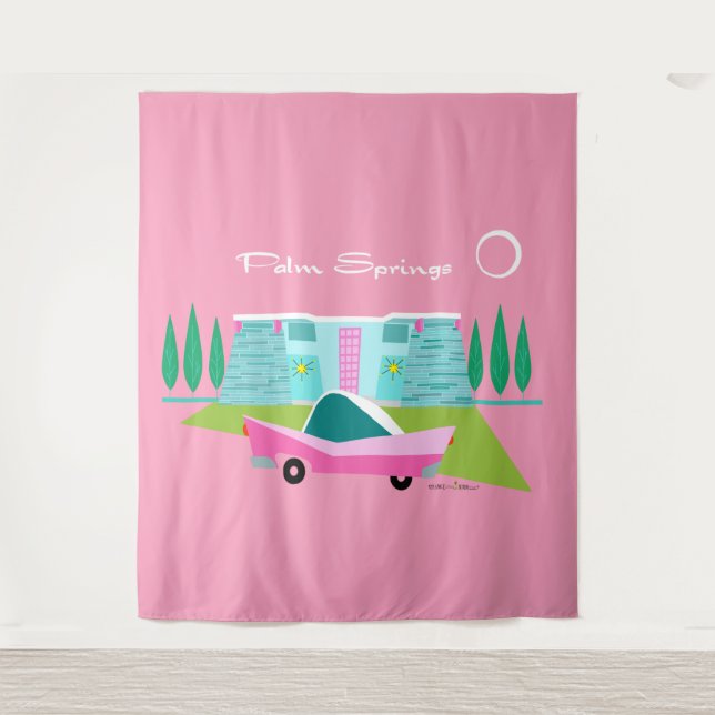 Tapiz Retro Pink Palm Springs (Anverso)