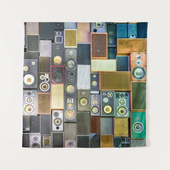Tapiz Retro Wall-Hung: Diseño de altavoces de época (Anverso)