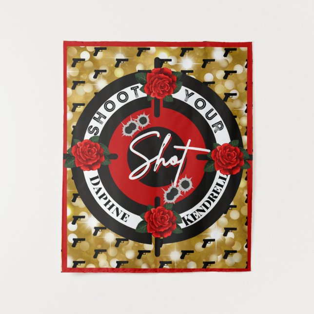 Tapiz Revelación de género de armas o Rosas | Dispara tu (Anverso)