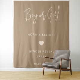 Tapiz Revelación de género de niño o niña marrón minimal