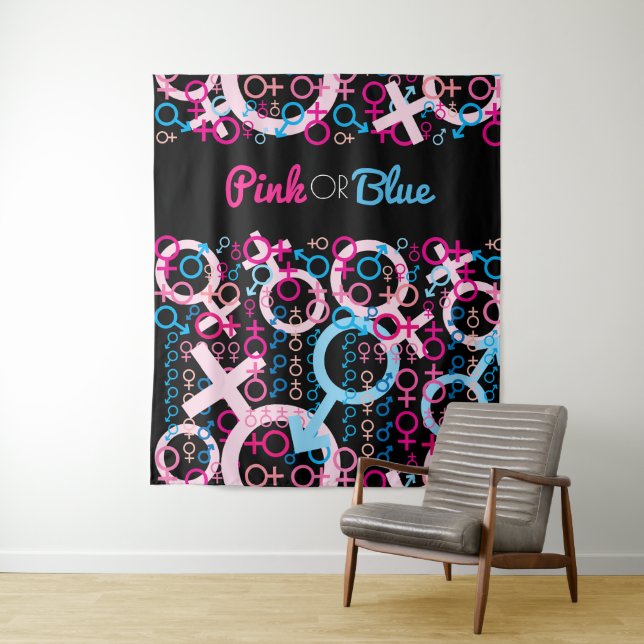 Tapiz REVELACIÓN DE GÉNERO Fondo para fotos de bebé rosa (In situ)