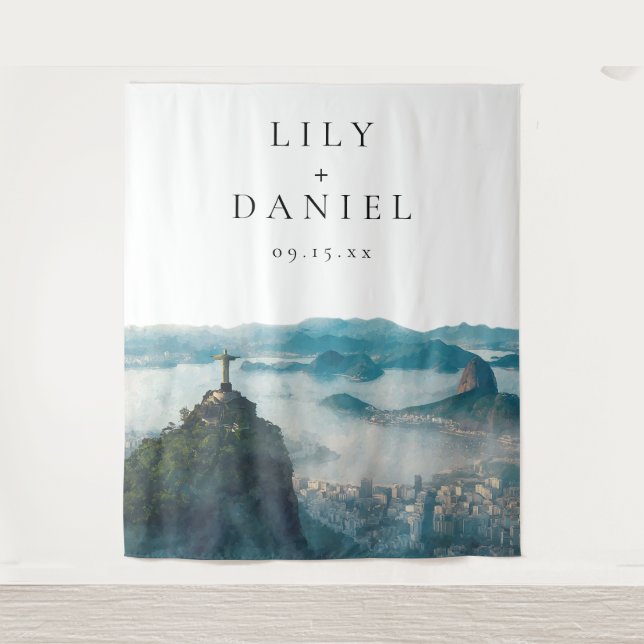 Tapiz Rio de Janeiro Wedding Photo Backdrop (Anverso)