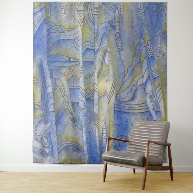 Tapiz Ritmo de fondo Watercolor Line Art (In situ)