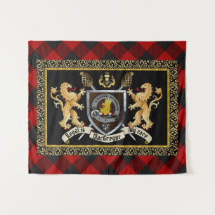 Tapiz Rob Roy MacGregor Clan Badge & Motto con Leones