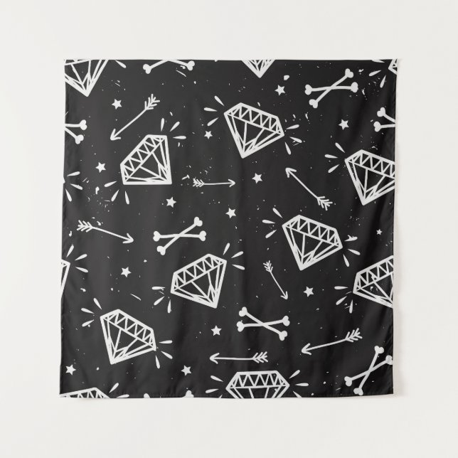 Tapiz Roca gruesa: diamantes, patrón de huesos. (Anverso)