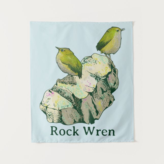 Tapiz Rock Wren birds Nueva Zelanda (Anverso)