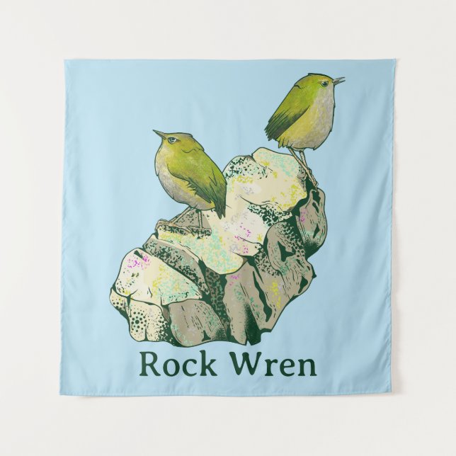 Tapiz Rock Wren birds Nueva Zelanda (Anverso)