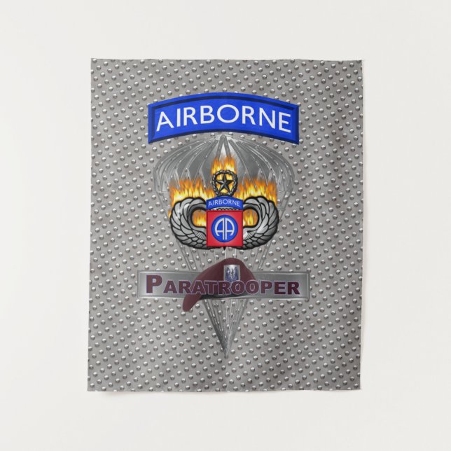 Tapiz Rocky 82nd Airborne División Plata Chute (Anverso)