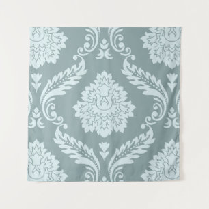 Tapiz Rococo Damask Patrón Grande Huevo de Pato Azul+Ver
