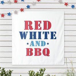 Tapiz Rojo Blanco y BBQ Divertido 4 de Julio