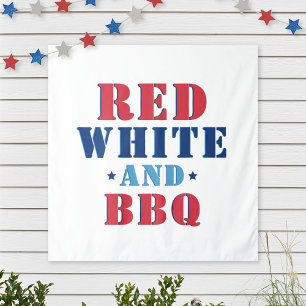 Tapiz Rojo Blanco y BBQ Divertido 4 de Julio