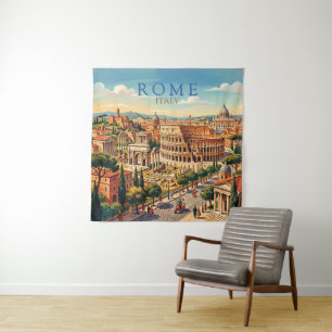 Tapiz Roma Italia Coliseo Viaje Arte Vintage