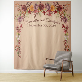 Tapiz Romance Floral Autumn Boda Photo Booth Fondo
