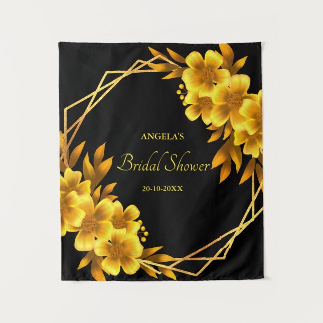 Tapiz Romance otoñal falso amarillo dorado floral geomét (Anverso)