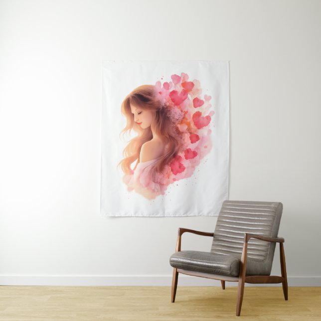 Tapiz Romantic Floral Portrait Soft Valentine Love Art (In situ)