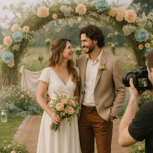 Tapiz Romántico Arco Floral Jardín Fondo de Boda
