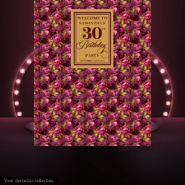 Tapiz Romántico Burgundy Rubor Gold Boho 30 cumpleaños