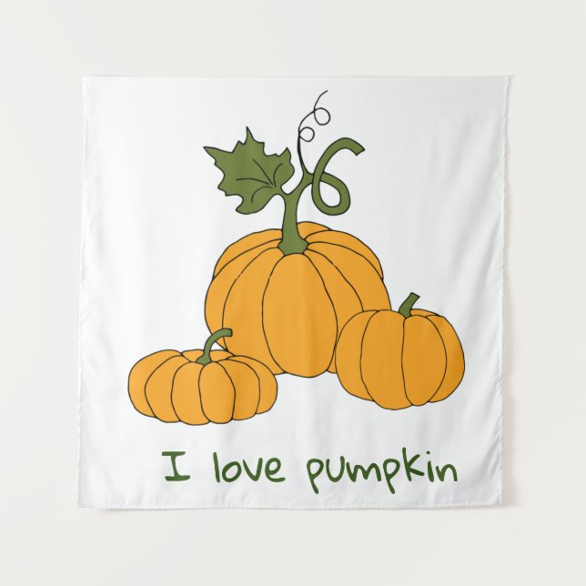 Tapiz Romántico Lindas calabazas naranjas cosecha      (Anverso)