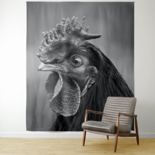 Tapiz Rooster negro y blanco