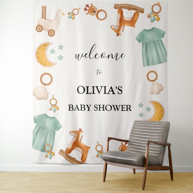 Tapiz Ropa de niña boho bebé Letrero de bienvenida al ba (In situ)