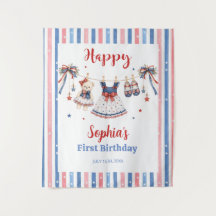 Ropa Roja Blanca y Azul Cumpleaños de Niña Rayas